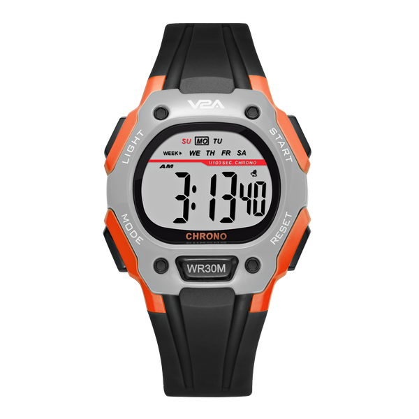 V2A Digital Water Resistant Kids Blue and Orange Sports Watch for Boys