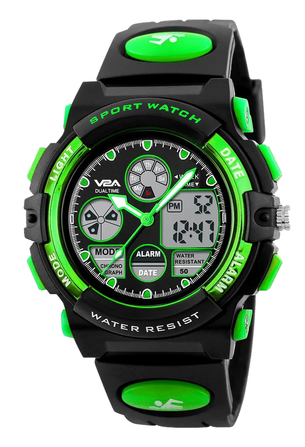 V2A Watch for Boys Age 7 and above Analogue-Digital Shock Resistant Alarm Calender Water Proof Sports Watch for Boys Age 7 to 16 Years