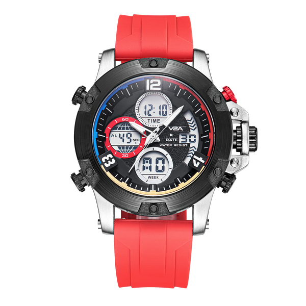 V2A Adventure Alloy Case Red Silicon Band Analog Digital Sports Watch for Men Latest Men’s Watch | Gifts for Men | Gift for Brother | Gift for Husband | Birthday Gifts