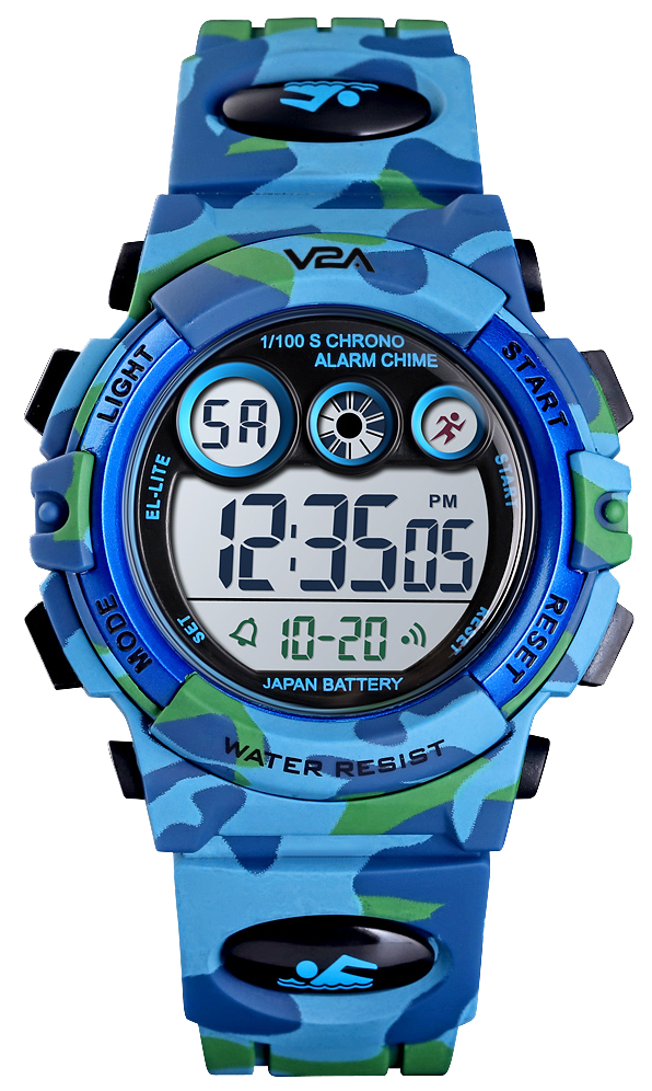 V2A Digital Kids Sports Watch with 7 Color Backlight Alarm Stopwatch for Boys and Girls