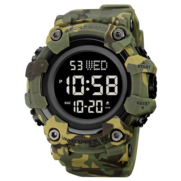 V2A Men Big and Bold Digital Sports Watch with Dual Time Stopwatch Countown Timer 5 ATM Waterproof Digital Sports Watch for Men