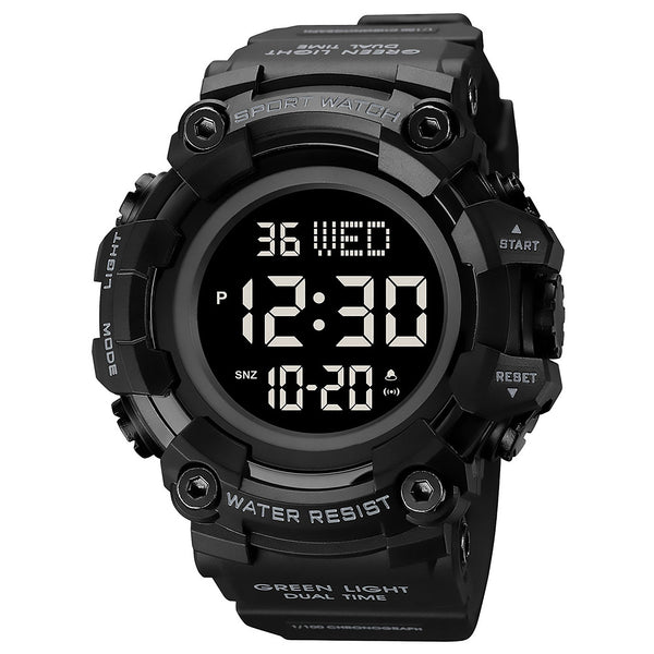 V2A Men Big and Bold Digital Sports Watch with Dual Time Stopwatch Countown Timer 5 ATM Waterproof Digital Sports Watch for Men