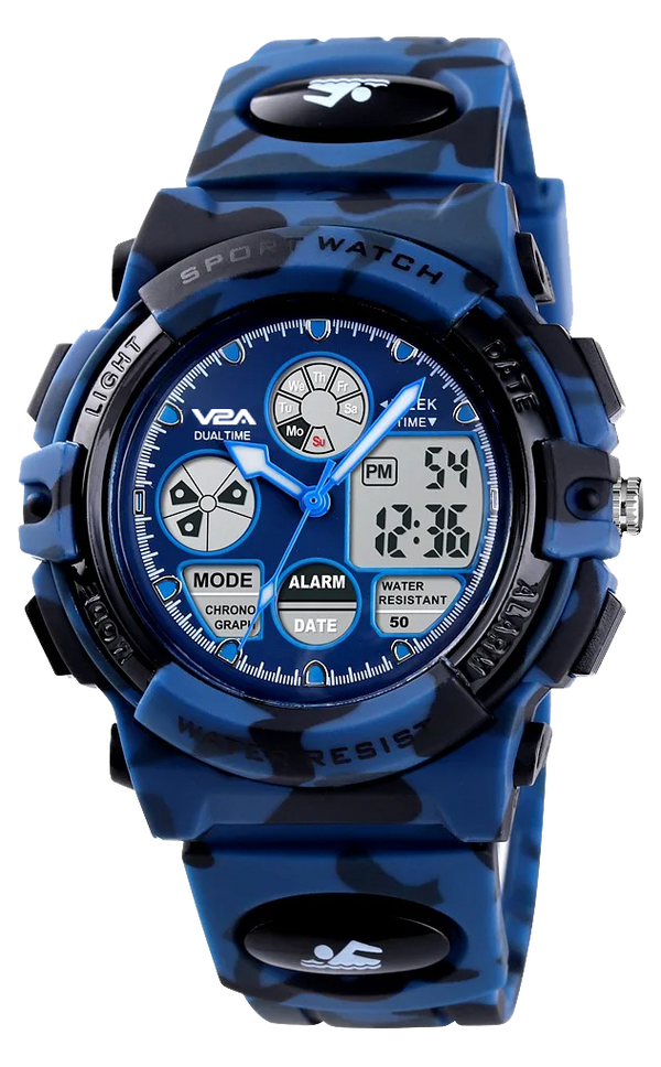 V2A Watch for Boys Age 7 and above Analogue-Digital Shock Resistant Alarm Calender Water Proof Sports Watch for Boys Age 7 to 16 Years