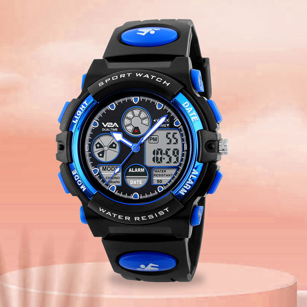 V2A Analog-Digital Boy's Watch (Blue Dial, Blue Colored Strap)