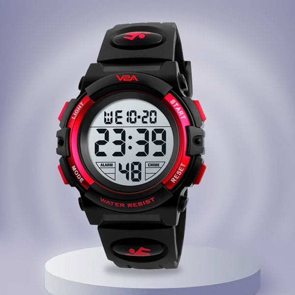 V2A Digital Boy's & Girl's Watch (Black Dial Blue Colored Strap)