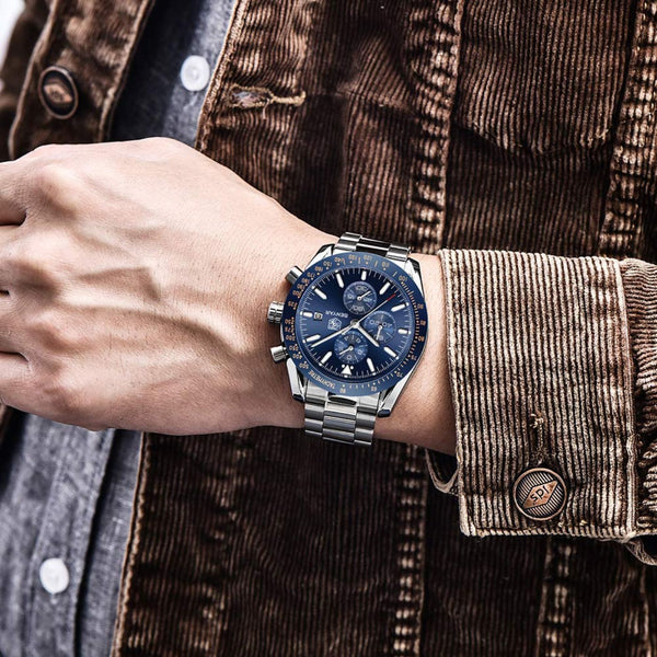 BENYAR Men's Luxury Stainless Steel Party-Wear Chronograph Date Display Watch