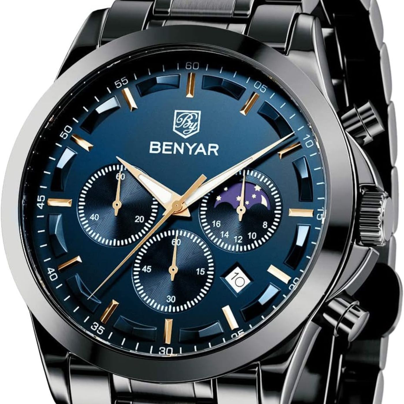 Mens store Watches BY BENYAR Chronograph Analog Quartz Movement