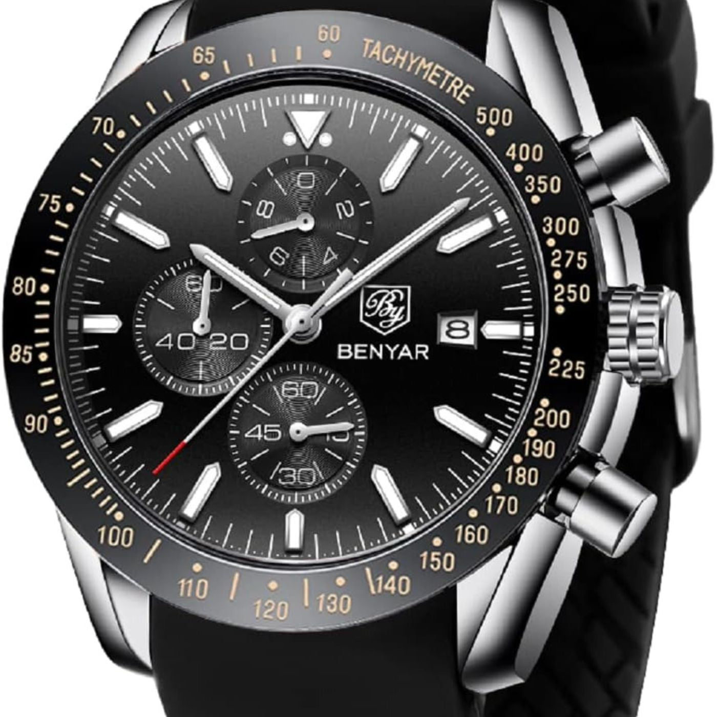 BENYAR Men's Luxury Stainless Steel Party-Wear Chronograph Date Displa ...