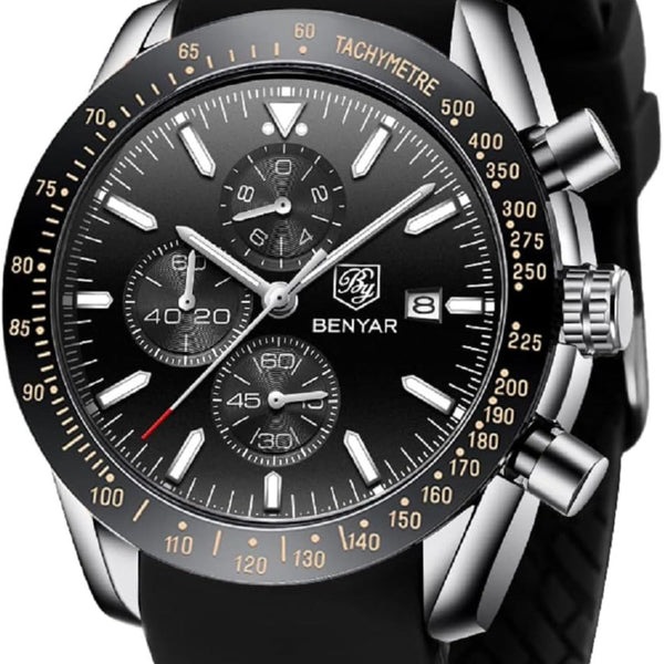 BENYAR Men's Luxury Stainless Steel Party-Wear Chronograph Date Display Watch