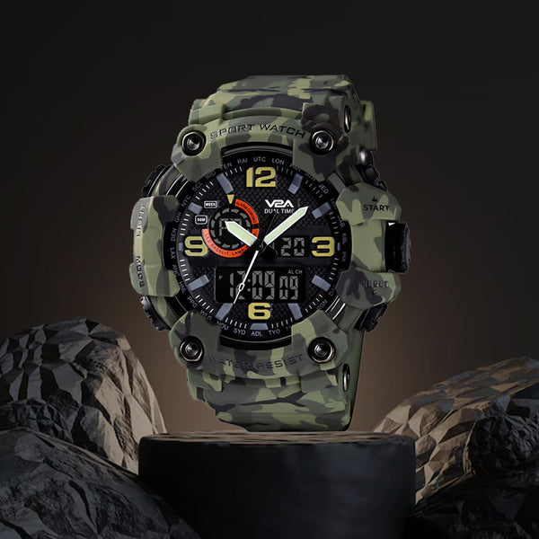 V2A Cammando Camouflage Green Analog Digital Sport Watches for Men's and Boys
