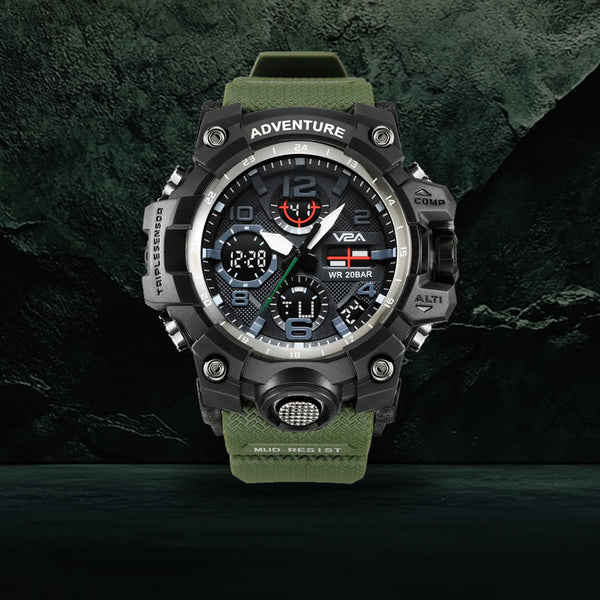 V2A Military Green Chronograph Analogue And Digital Sports Watch For Men and Boys