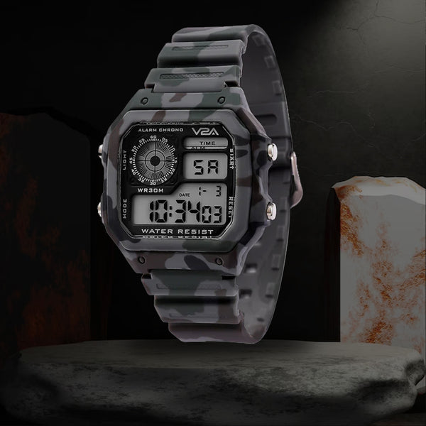 V2A Military Camouflage Small Dial Digital Sports Watch for Men and Boys