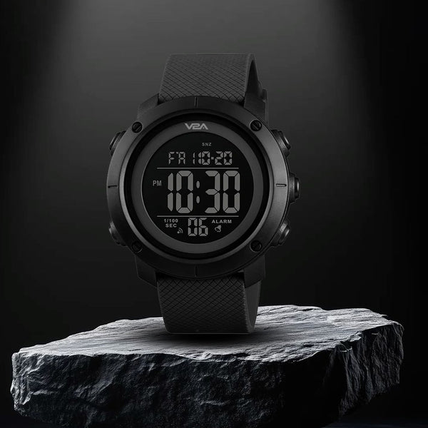 V2A Black Countdown Timer Sports Watch For Men and Boys