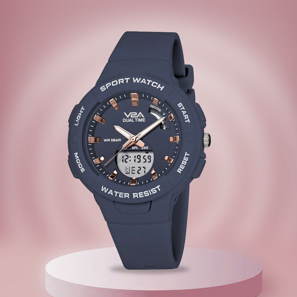 V2A Analog Digital 5ATM Waterproof Fashion Sports Watch for Women and Girls