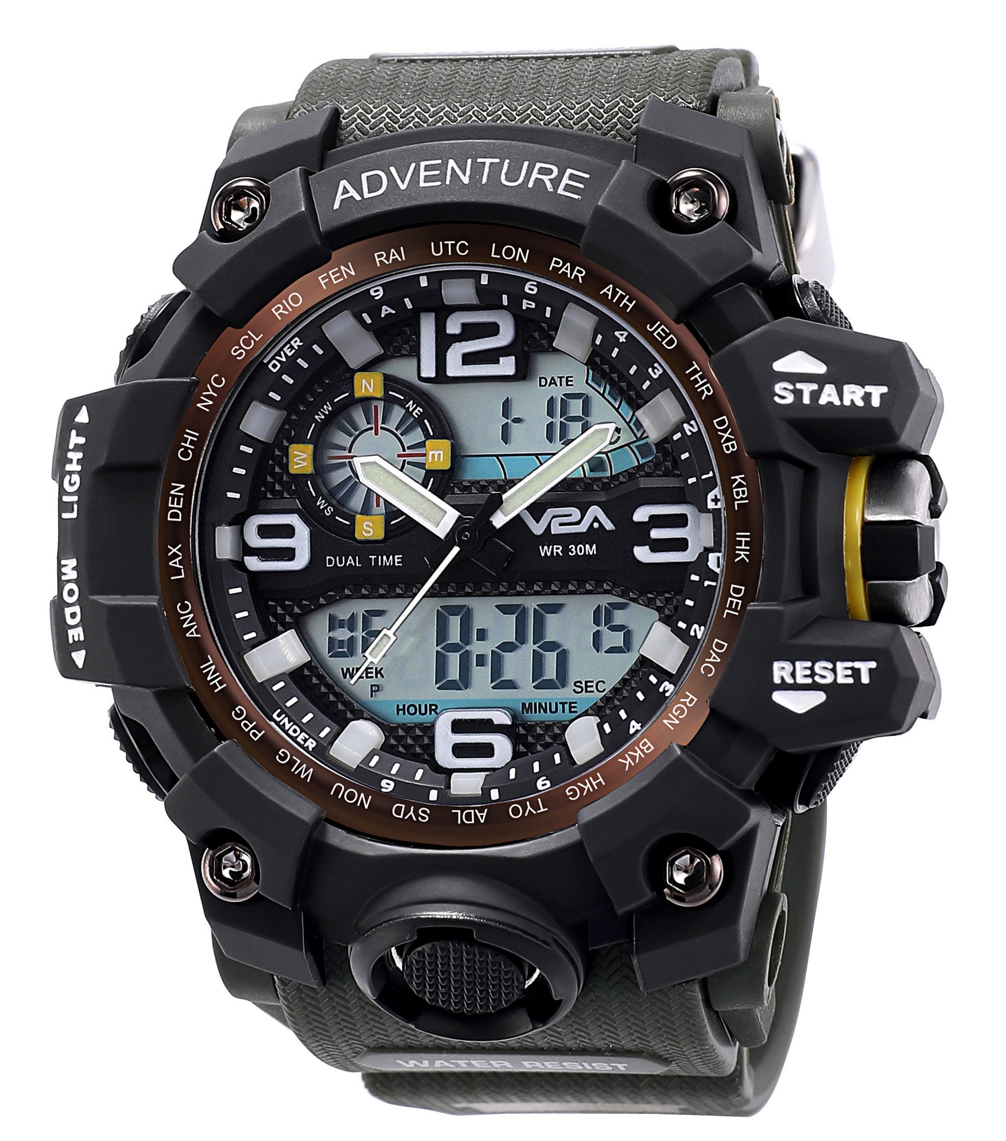 V2A Analog Digital 3ATM Waterproof Sports Watch for Men v2awatches