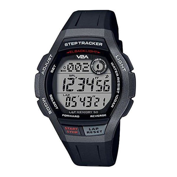 V2A STEPO 3D Pedometer Digital Sports Watch (Grey Dial Black Colored Strap)