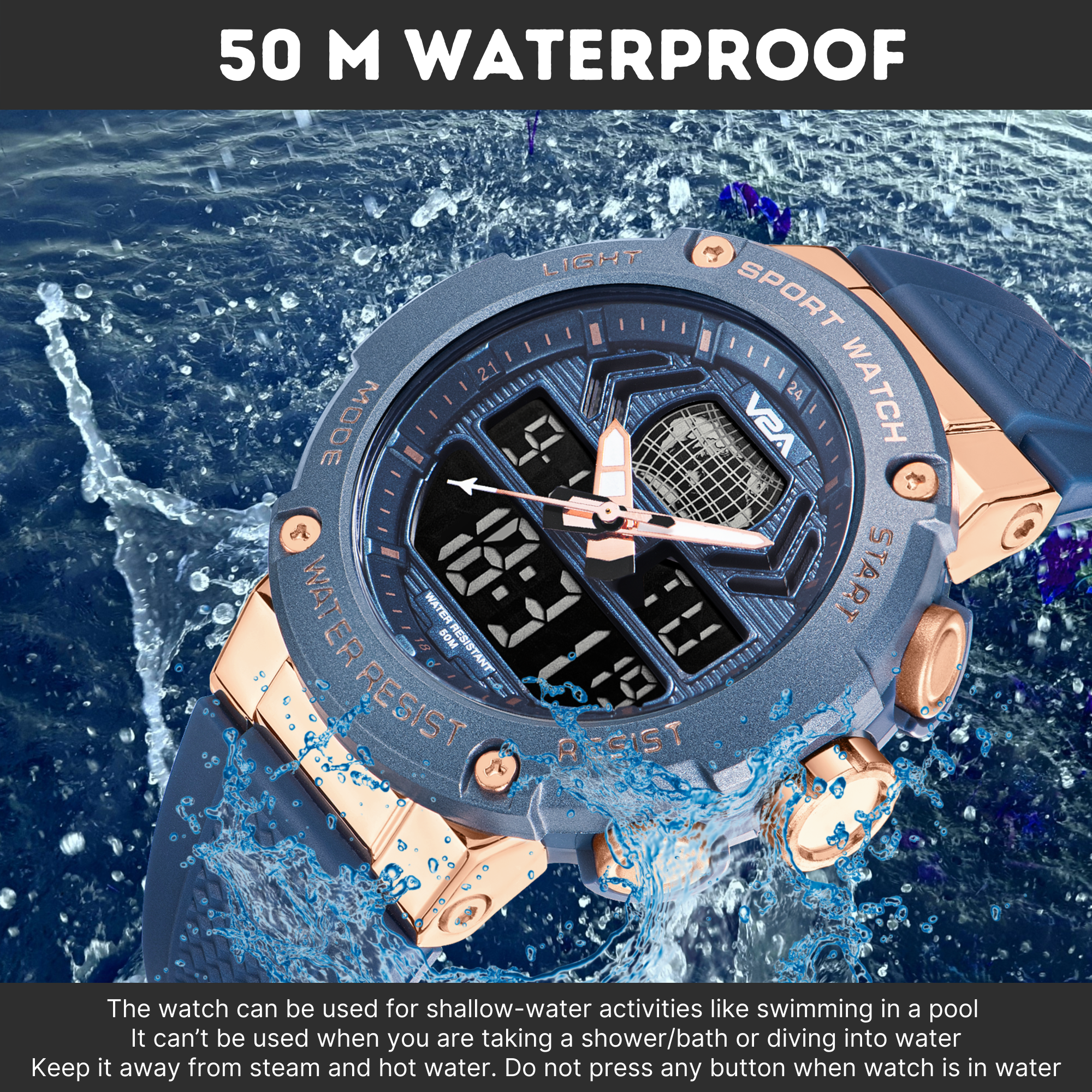 V2A Analog Digital Men Multifunctional Watch 5ATM Waterproof Sports Watch  for Men | Gift for Men | Gift for Husband - Price History