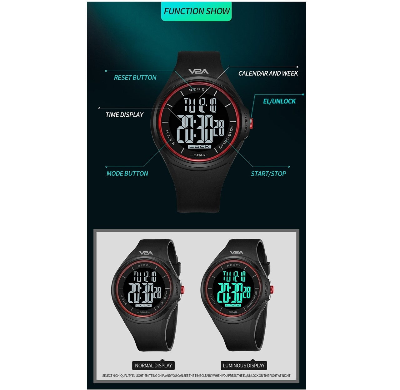 Bench digital outlet watch