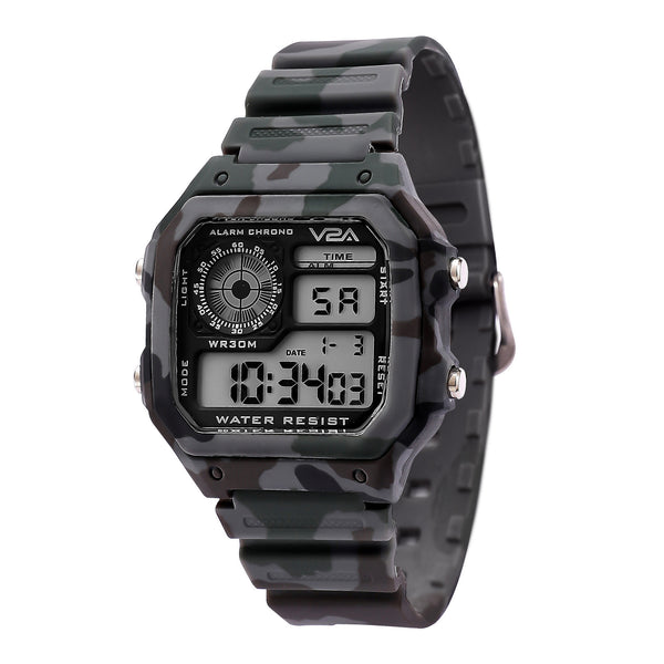 V2A Military Camouflage Small Dial Digital Sports Watch for Men and Boys