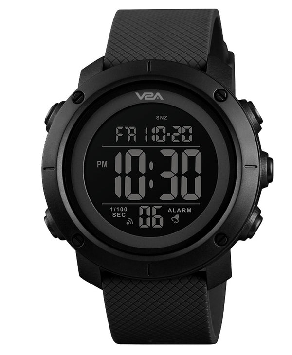 V2A Black Countdown Timer Sports Watch For Men and Boys
