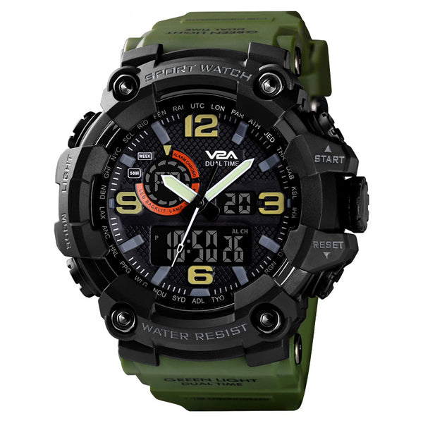 V2A Cammando Army Green Analog Digital Sport Watches for Men's and Boys