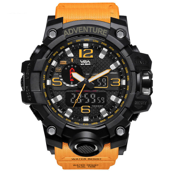 V2A Adventure Series Shock Resistant Army Digital Analog Watch for Men and Boys (Orange)