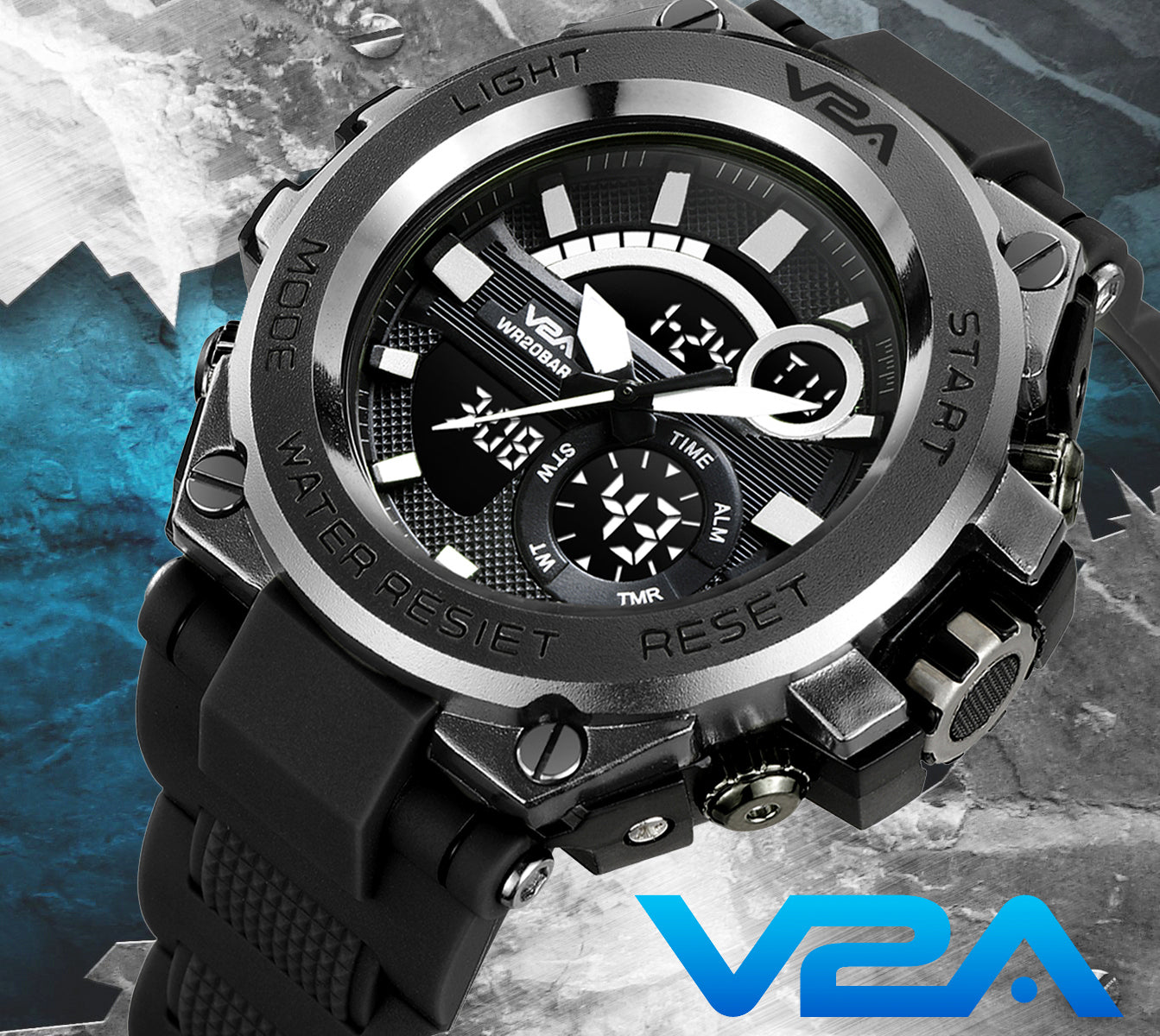 V2a V2A Chronograph Analogue And Digital Sports Watch For Men and Boys ...