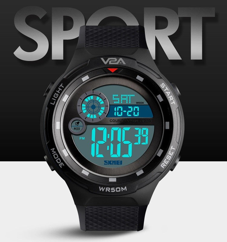 Buy V2A Digital 5ATM Waterproof Sports Watch for Men with Stopwatch,  Backlight and Alarm | Dial Size - 47 mm (Black and Gold) Online at Best  Prices in India - JioMart.