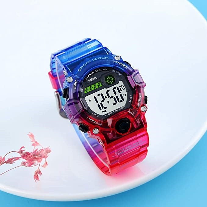 MVS 7 Lights Digital Sports Watch with Stop Watch and Day & Date for  Boys/Girls (Red,Blue & Orange) : : Fashion