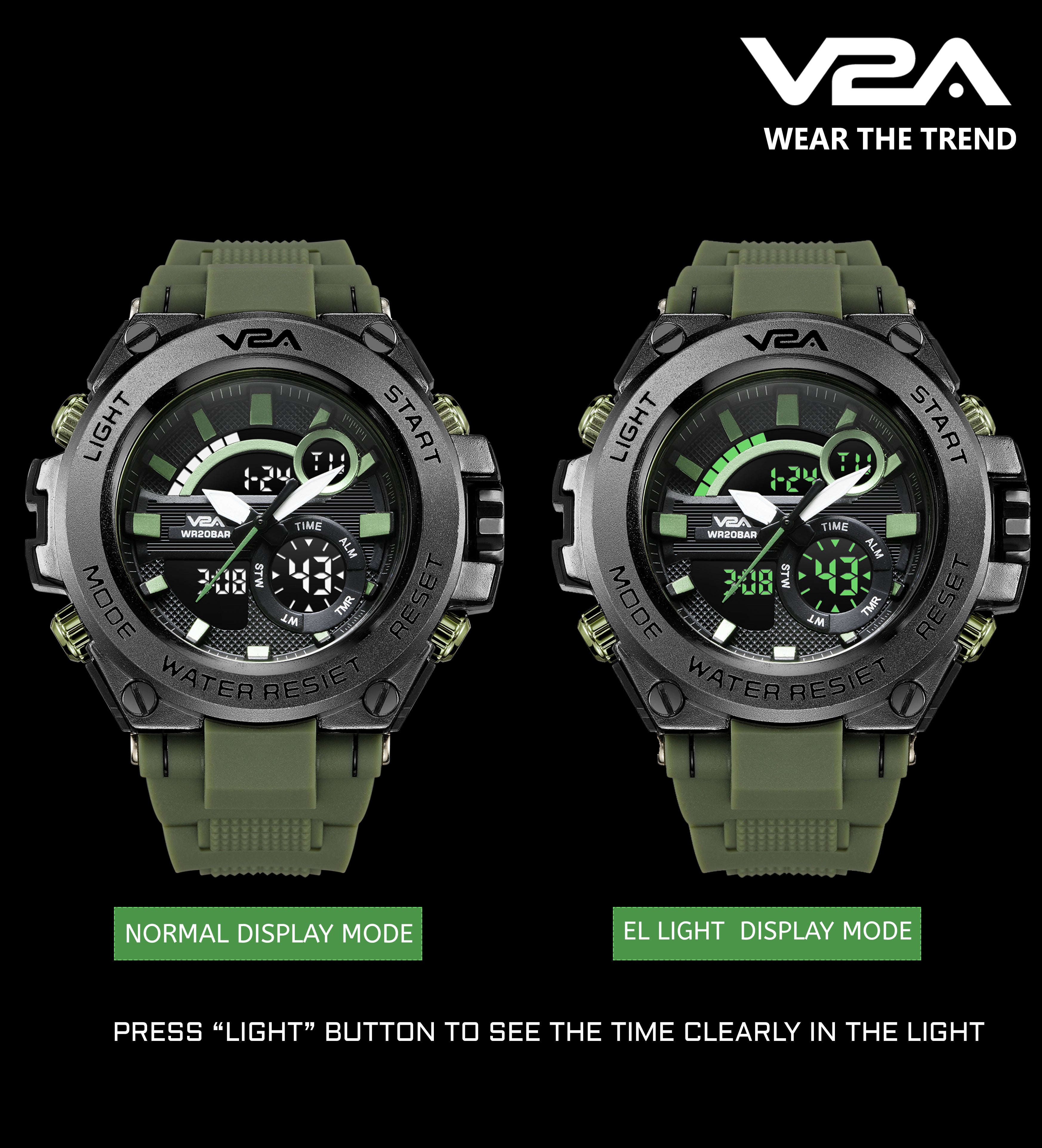 V2a V2A Chronograph Analogue And Digital Sports Watch For Men and Boys ...